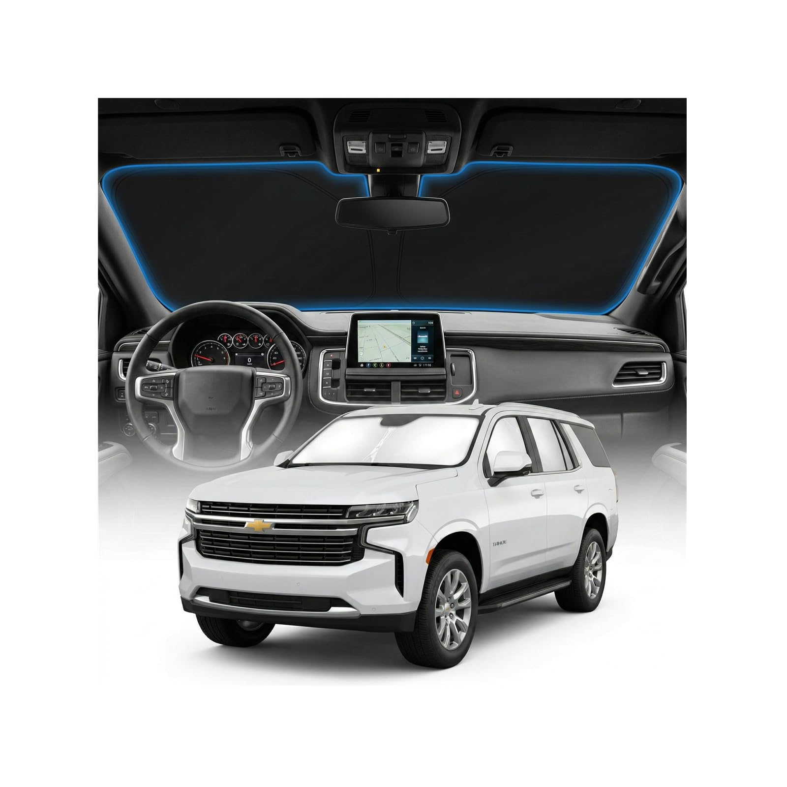 for Ford Bronco Sun Shade Windshield Cover - Custom Fit Bronco Accessories 2021-2024 2025 Sunshade Foldable UV Protection & Heat Shield Sun Visor Accessories — view 10