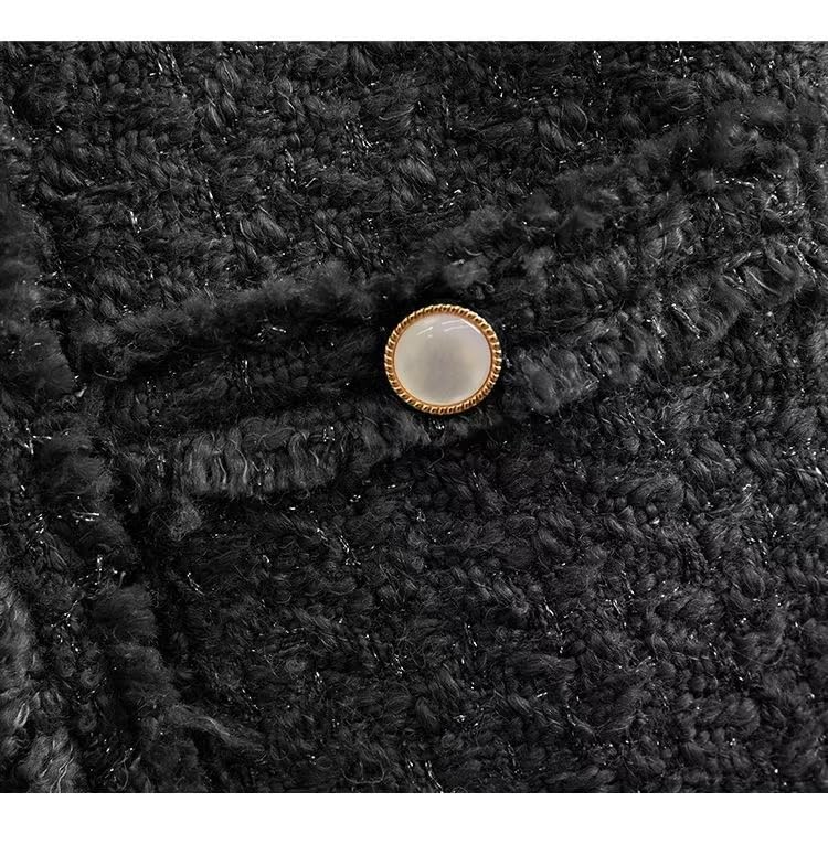 Women's Tweed Blazer Jackets Button Down Long Sleeve Cropped Fringe Coat Cardigan Tops3