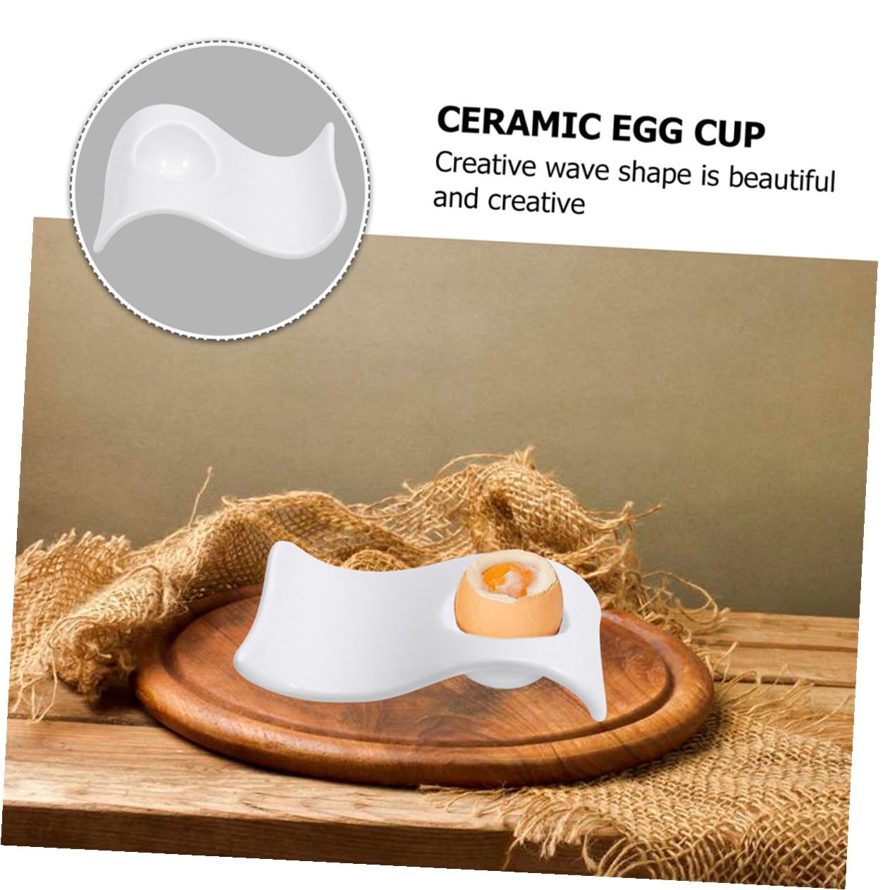 6 Coquetiers en Céramique Blanche Élégants et Modernes, Supports à Œufs Légers Petit-déjeuner, Service Pratique et Décoratif en 6 Pièces