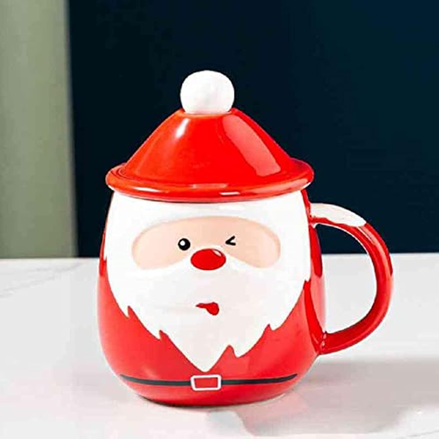 UKR Christmas Mug with Spoon Santa Claus Cup New Year (1 Pc)
