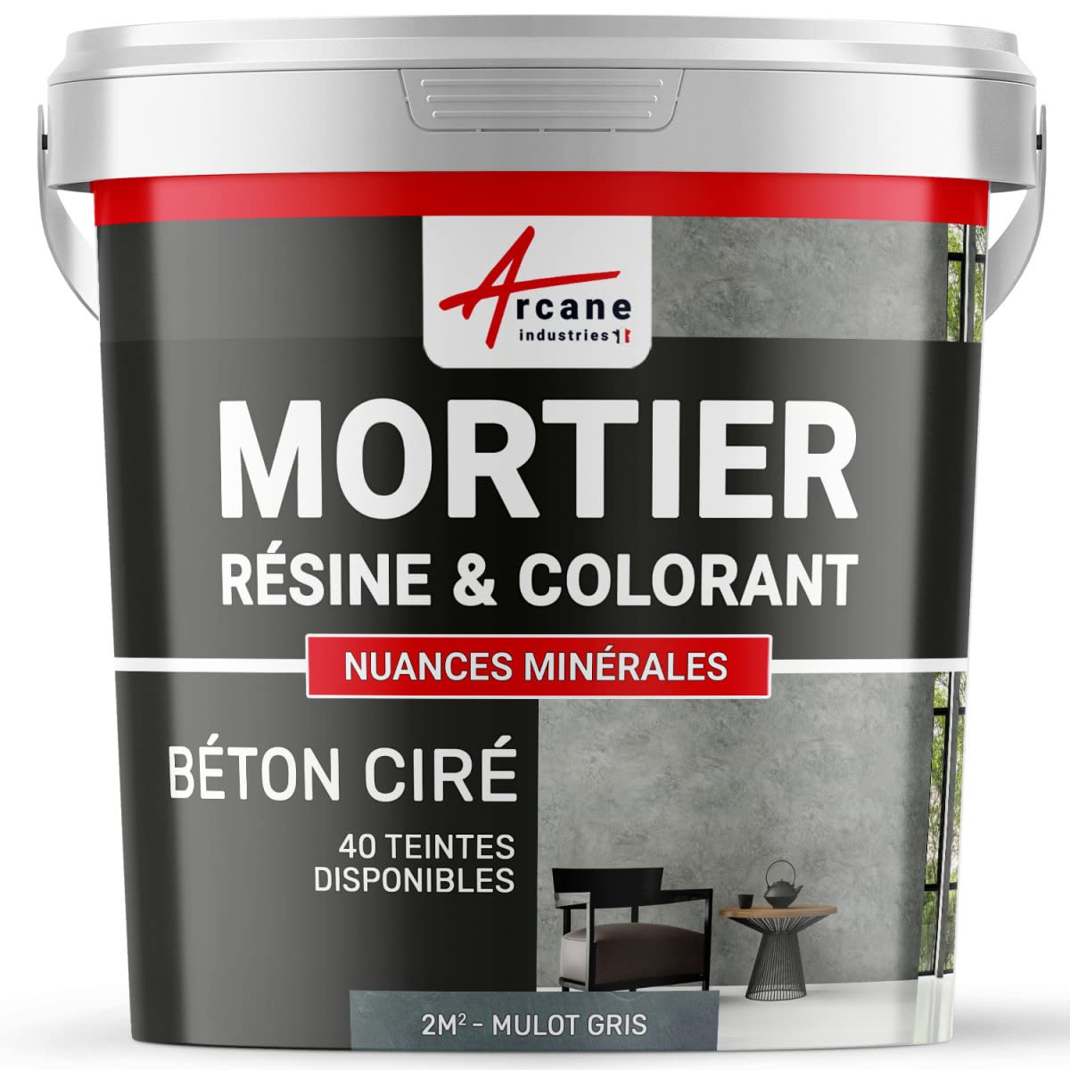 Kit de Concreto Pulido 'El Básico': Mortero + Resina + Colorante - NUANCES MINERALES - 2 m² (en 2 capas) Gris Topillo - ARCANE INDUSTRIES