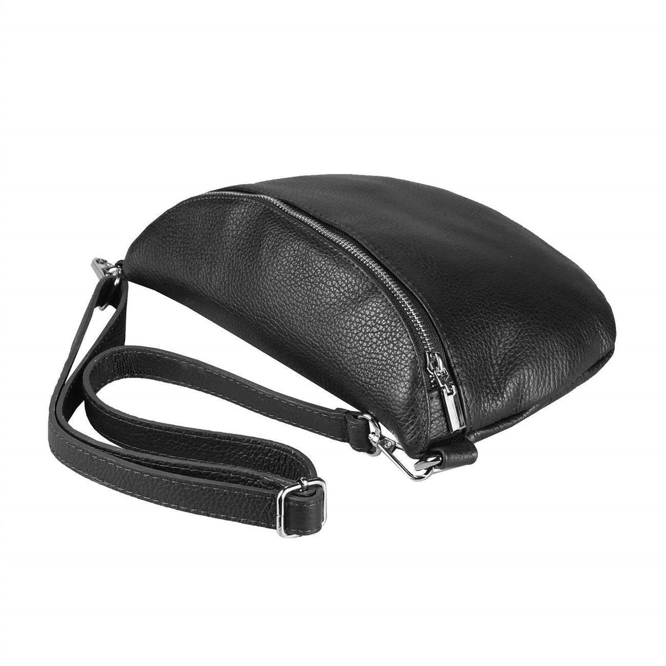 OBC Made in Italy Damen Leder Tasche Gürteltasche Crossbody Hüfttasche Bauchtasche Umhängetasche Cross-Over Bodybag Schultertasche Handytasche