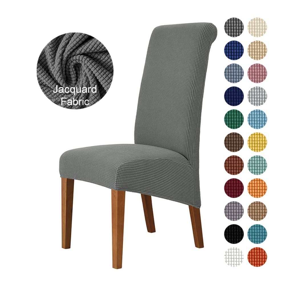 Lot De 4 Housses De Siège élastiques - Protection Anti-poussière Et Imperméable Pour Chaises De Salle à Manger - Lavable (Gris Clair)