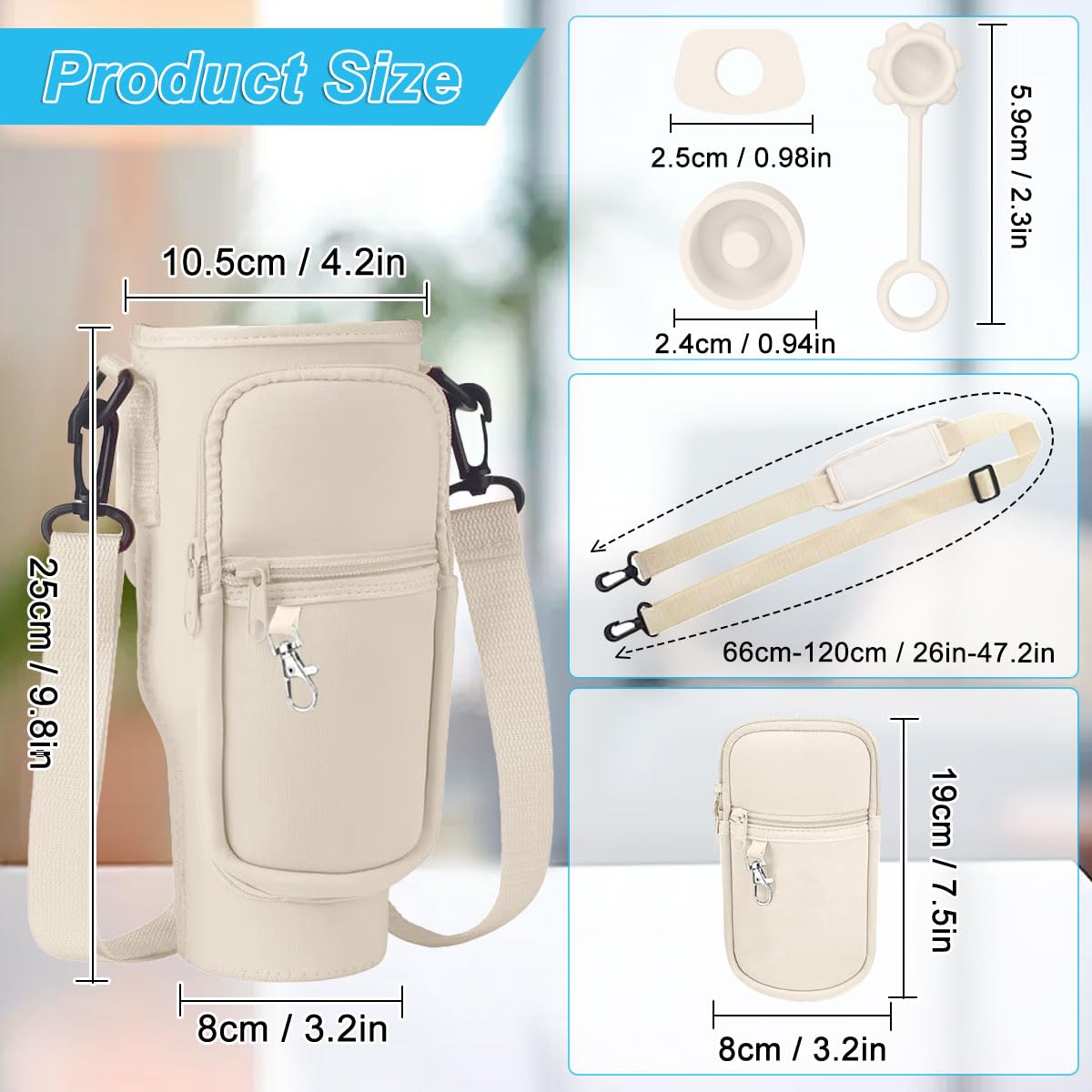 Sac à Eau Pour Gobelet Stanley 40 Oz (1,2 L) - Avec Poche Téléphone Et Bandoulière, Pour Randonnée Et Voyage - 7