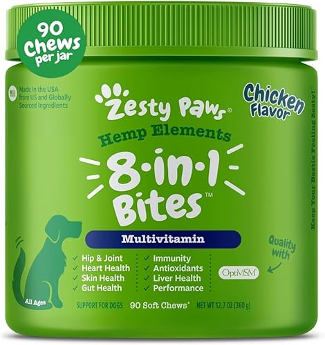 Miniatura 20 de Zesty Paws Multivitamínico para perros, vitaminas masticables para perros y suplementos para cadera y articulaciones, piel y pelaje, aceite