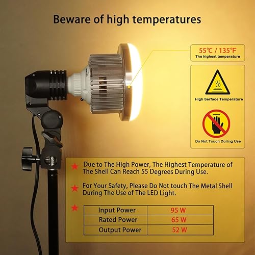 Miniatura 5 de Tecdigbo Bombilla de 95 W de fotografía profesional con control remoto LED Softbox en enchufe E27, temperatura de color ajustable de 3000 K a 6500