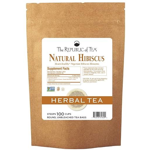 The Republic of Tea Natural Hibiscus Tea Super Refill, 100 Tea Bags