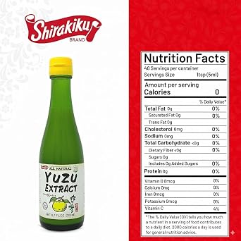 Shirakiku Japanese Yuzu Extract - Pure Yuzu Juice - Versatile Extract Used for Baking, Food Flavouring and Asian Drink Mixture | - 6. 76 Fl Oz (Pack of 12)