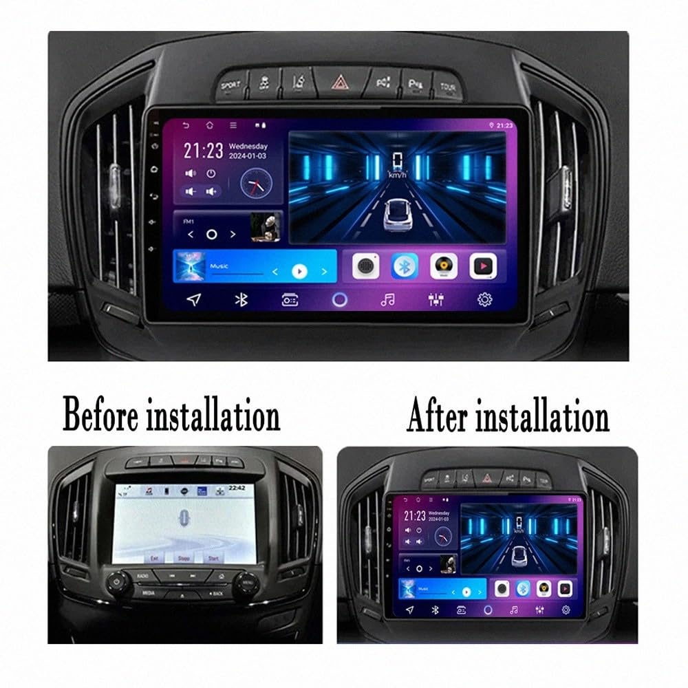 Autoradio Car Navigation per Buick Regal 2013-2017 Wireless Carplay Android Auto Stereo Auto Bluetooth Ips con Pantalla Táctil con Gps, 4 Nucleo 1G+32G