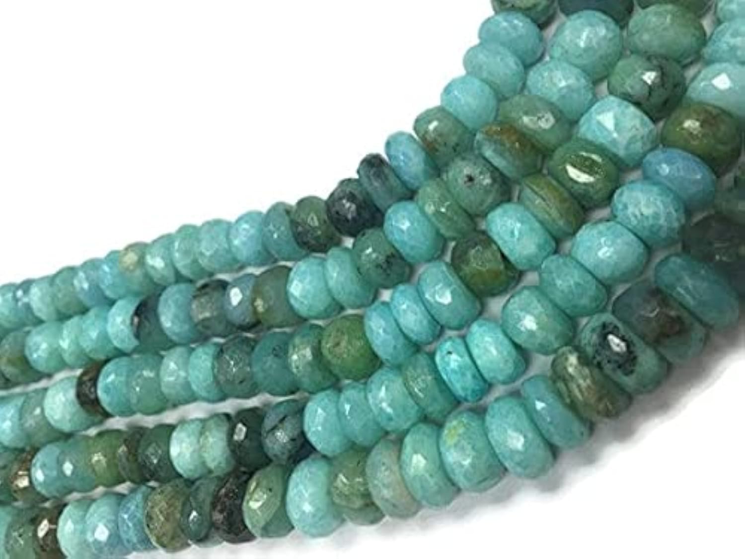 Peruvian Opal Mystic Faceted Roundel 8-9mm perles opale naturelles fil 14''