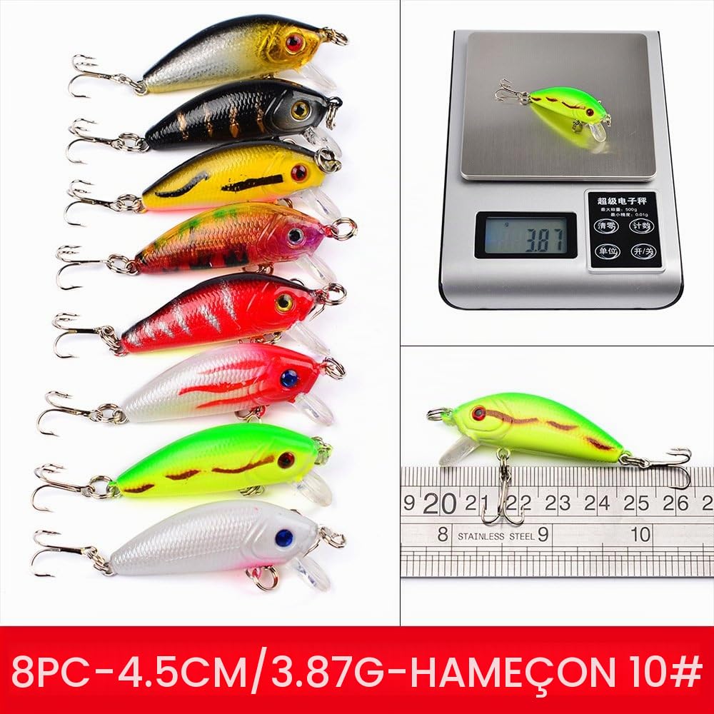 Leurres de Pêche Kit 48 PCS Appât de Pêche Boîte d'accessoires de Pêche Poissons-nateurs Spinnerbaits Crankbait Crochets de Pêche pour l'eau de Mer et l'eau Douce