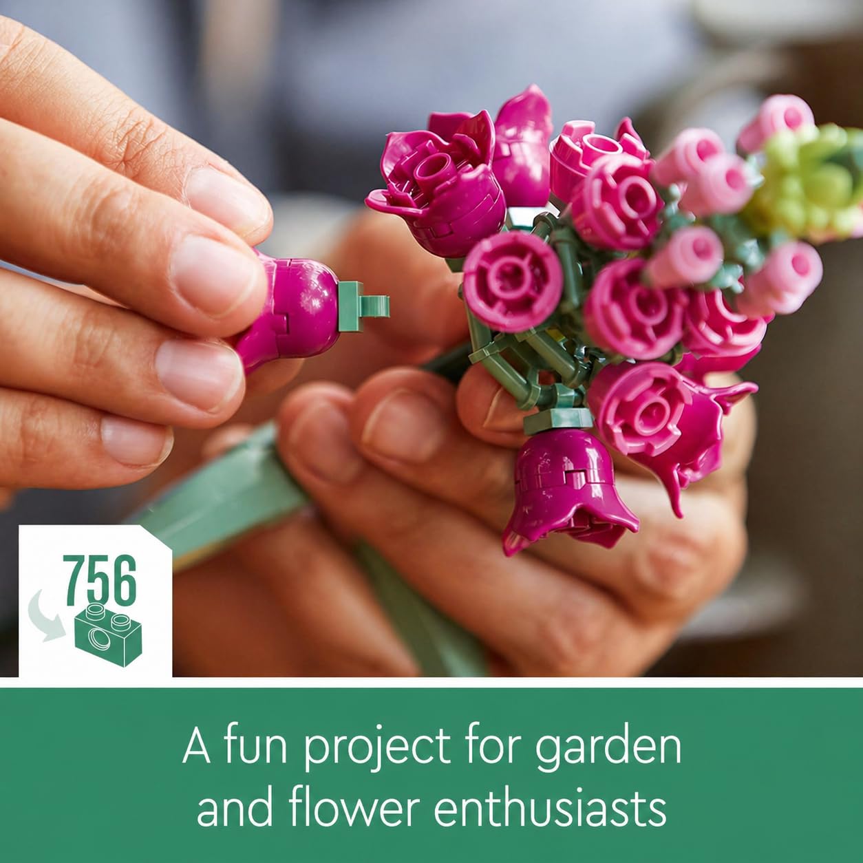 Prplet Flower Bouquet Building Blocks Set | Botanical Artificial Flower Decor Toy (756 Pieces) | DIY Creative Brick Bouquet for Home & Office Decoration 1