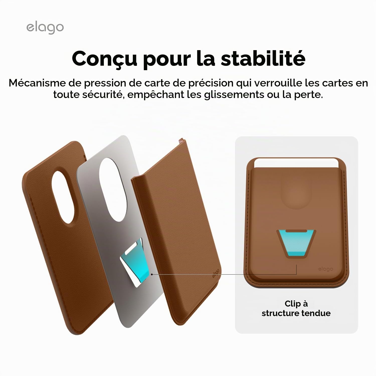 elago Portefeuille Magnétique pour Samsung Galaxy S26, S26 Ultra, S26 Plus, S25 Edge, Z Fold 7 & Série S25 – Cuir Végétalien, Compatible avec MagSafe – 2 Cartes, Étui Porte-Cartes Sécurisé (Marron)