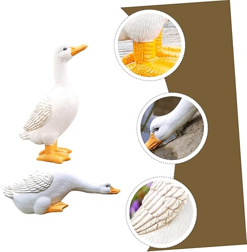 Miniatura 4 de GANAZONO Figura de pato blanco simulada de pato, figura de pato, estatua coleccionable de resina, decoración de patio blanco, decoración de estanque