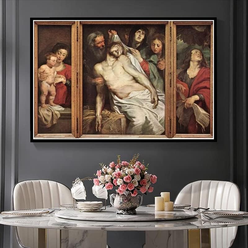 Miniatura 3 de Pintura por números para adultos Lamentación de Cristo Pintura por Peter Paul Rubens DIY Pintura al óleo por números Kits