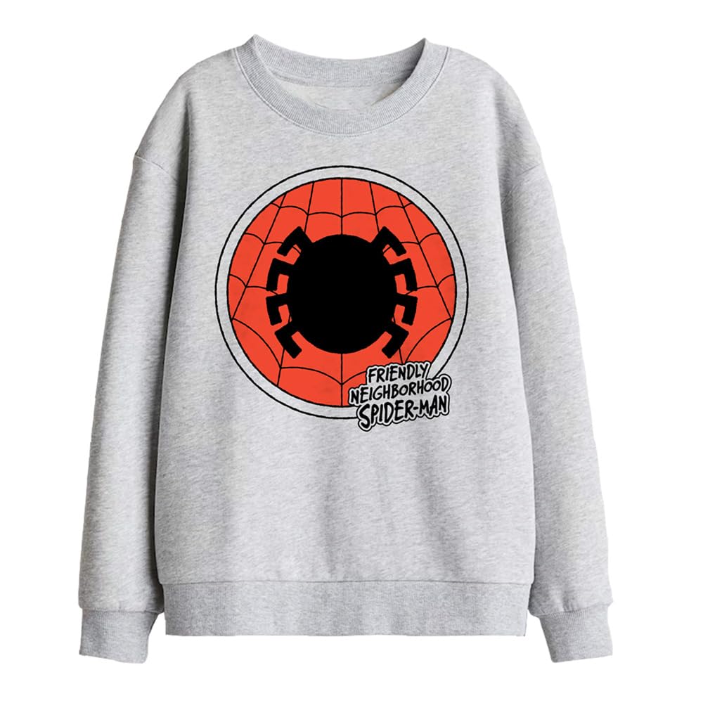 Marvel Friendly Neighborhood Spiderman Badge Kids Sweatshirt, Athletic Heather Pullover Unisex - Bambini e Ragazzi (Pacco da 1)