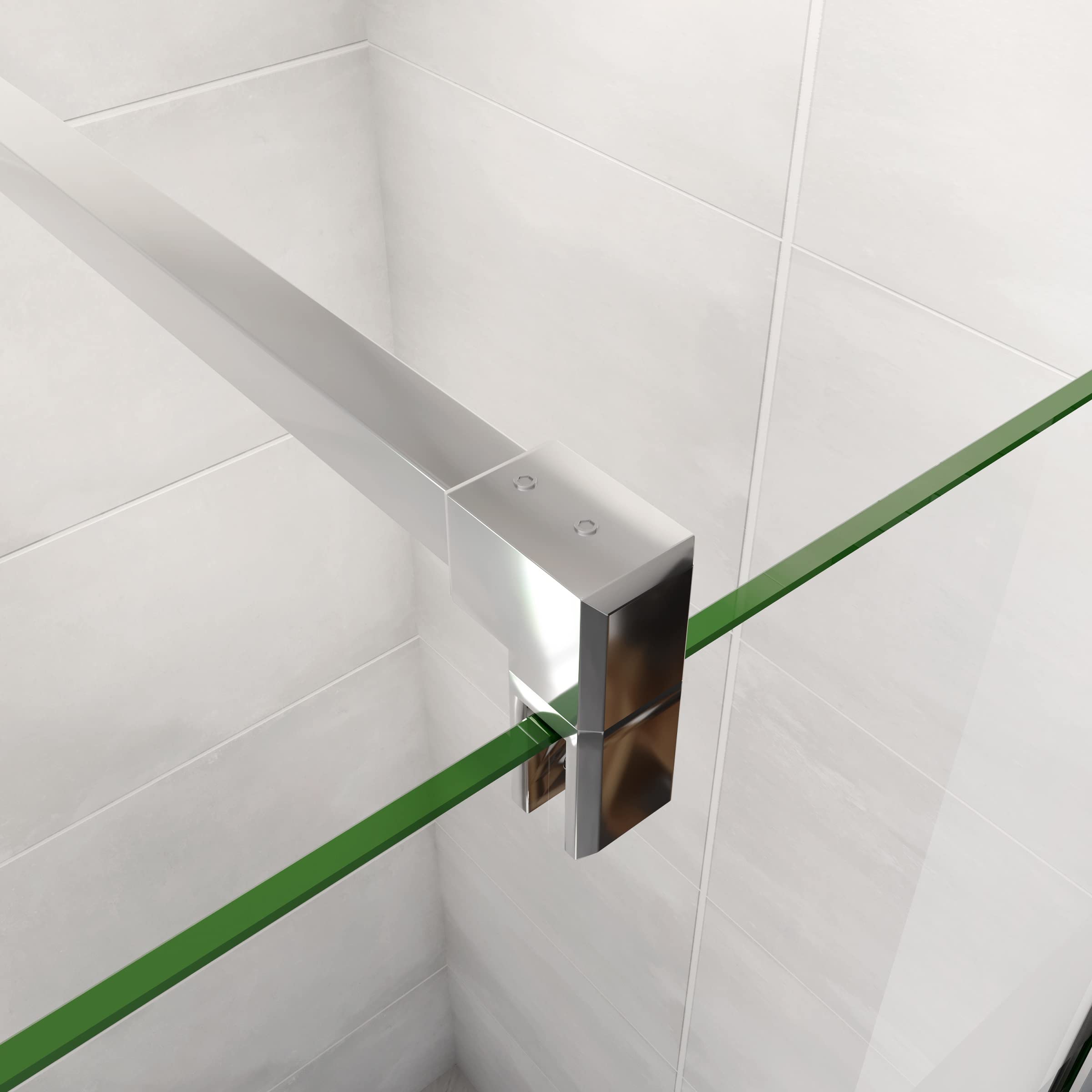 Barre de stabilisation 90cm en carré pour douche à l'italienne, barre de fixation en aluminium chromé