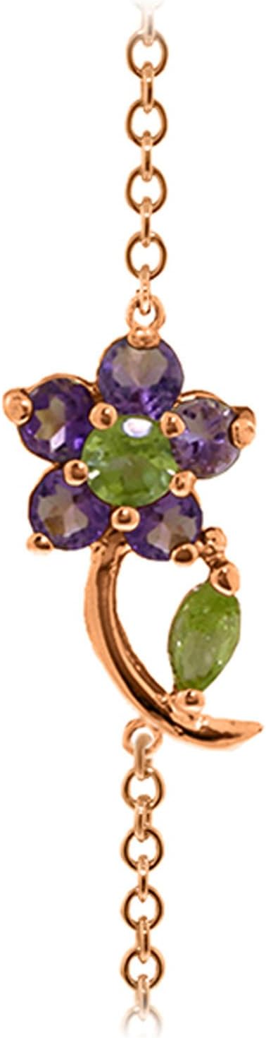 Galaxy Gold GG 0.87 CTW 14k Solid Rose Gold Flower Bracelet Amethyst Peridot - Image 3