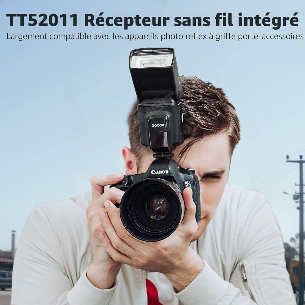 Godox TT520II Flash électronique universel pour appareil photo avec transmission sans fil pour appareil photo reflex numérique Canon Nikon Panasonic Olympus Pentax