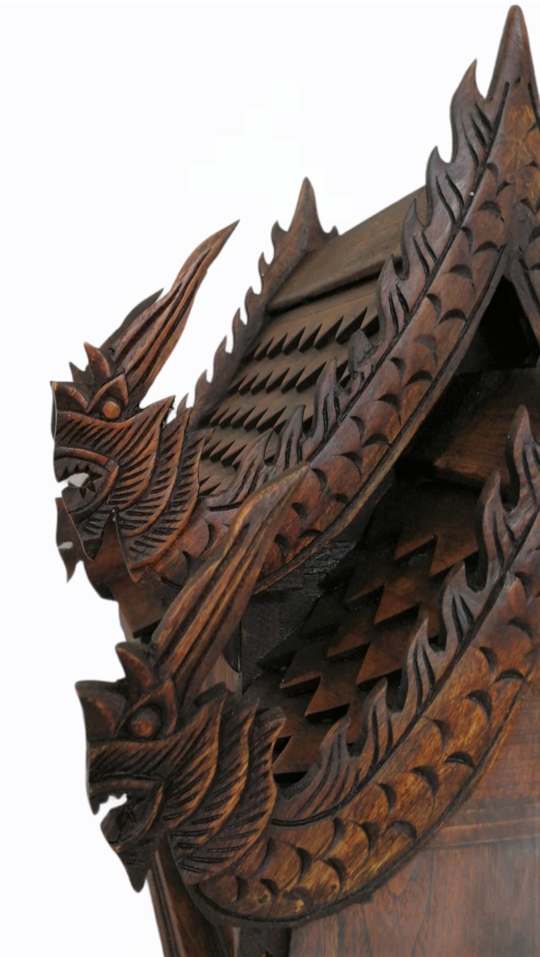Großes Thailändisches Geisterhaus Teak Gewachst – San Phra Phum Spirit House aus Holz – Für Innen & Außen – Asiatische Deko & Glücksbringer – 47 cm