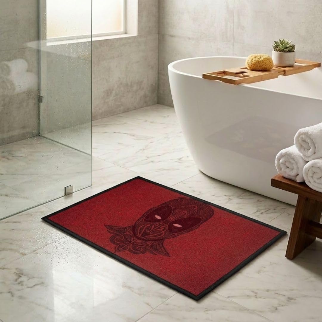 Athom Living Marvel Deadpool Digital Printed Red Colour Kids Premium Nylon Doormat, with Latex Backing, Anti-Skid Doormat, 37 x 57 cm, Pack of 1-image-38