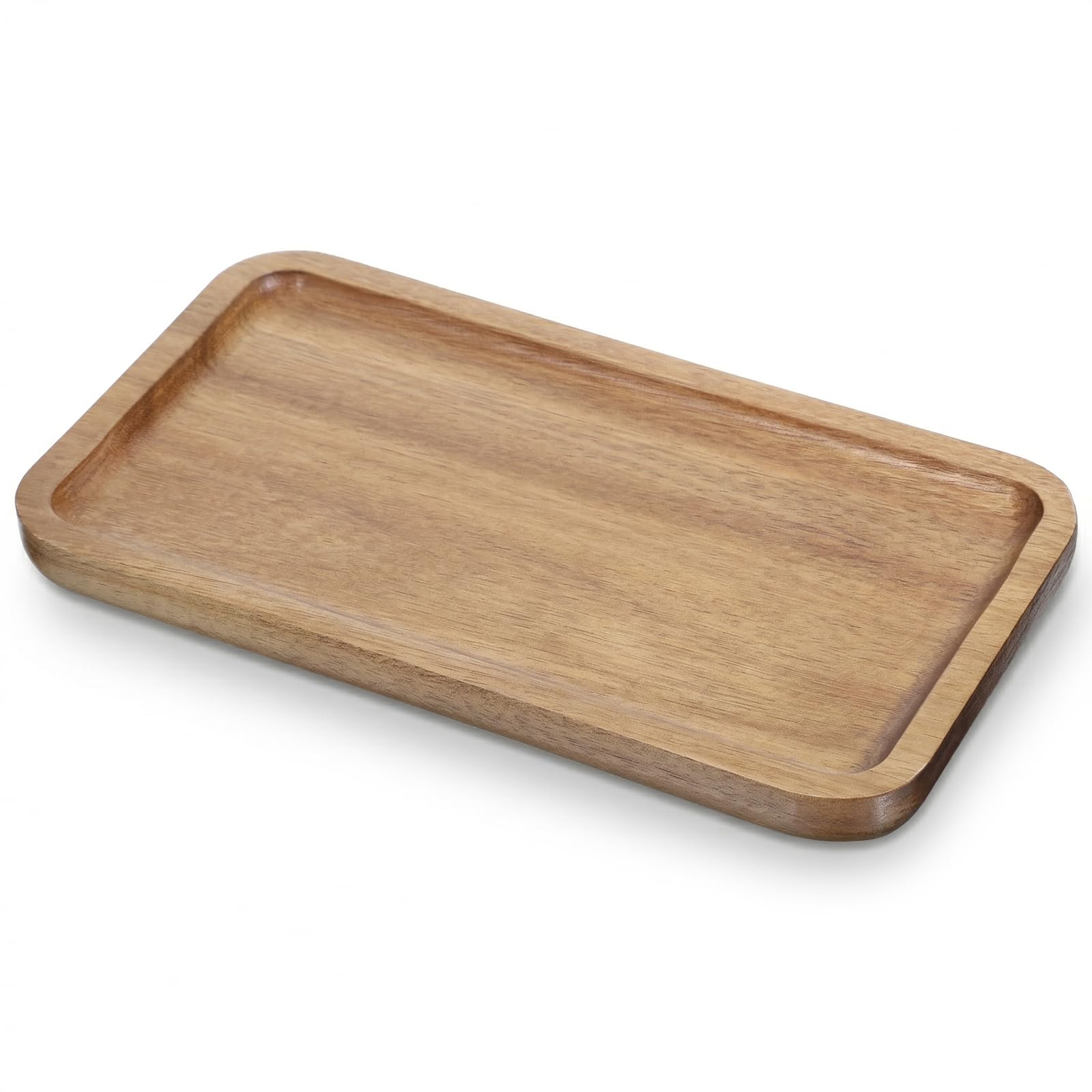 Small Wood Tray, 7.52 X 4.1 Inch Rectangular Acacia Wood Serving Tray, Mini Charcuterie Boards for Coffee Tables, Dessert, Snack, Fruit, Bathroom Trays Charcuterie Board for Home Decor