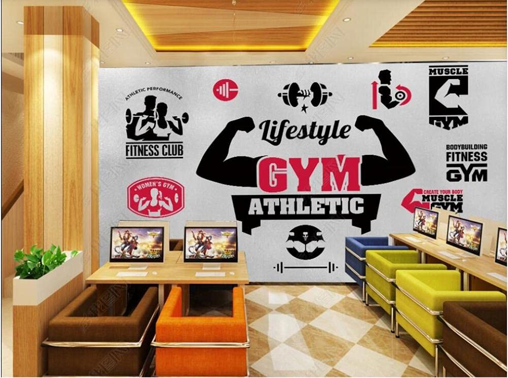 Papier peint mural 3D sport dessin animé pour déco gym et salon