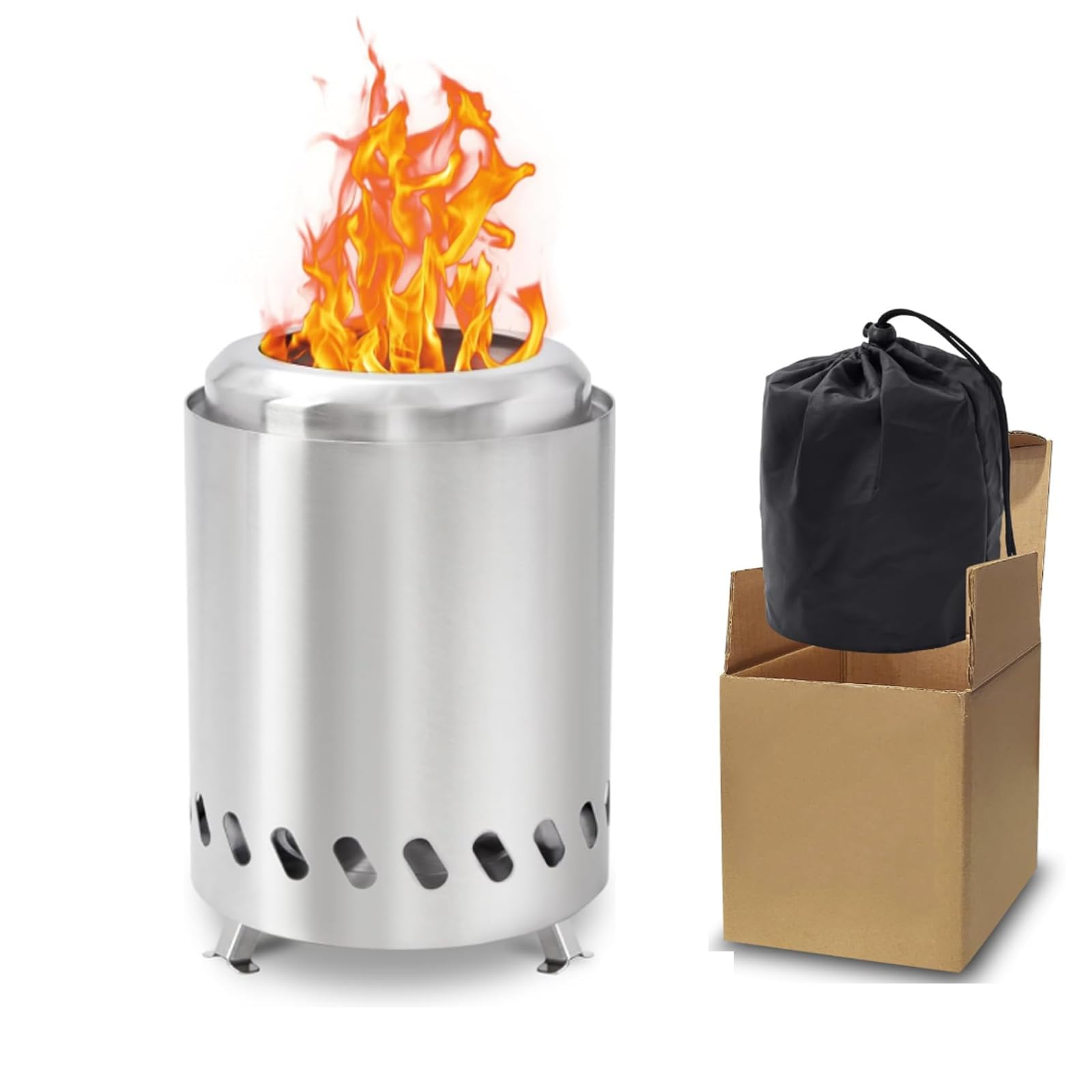 Smokeless Tabletop Fire Pit – 2026 Portable Stainless Steel Fireplace for Camping Patio, Wood/Pellet Burner, Outdoor Indoor Gift for Men Birthday