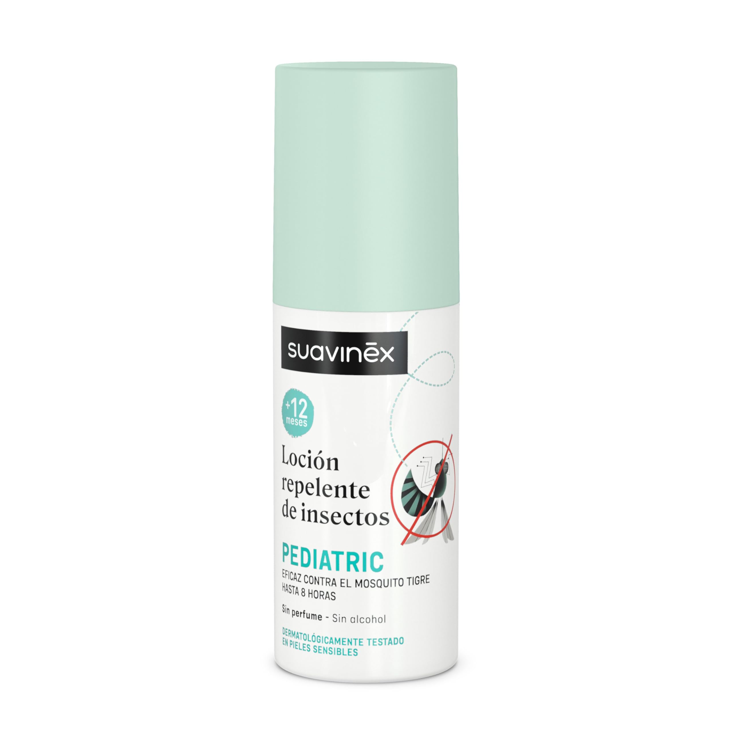 Suavinex, Loción Repelente Mosquitos e Insectos, Apto Bebés +​12 Meses, Apto Piel Sensible, Sin Perfume, Sin Alcohol, Eficaz contra el Mosquito Tigre y Garrapatas hasta 8 Horas, con IR3535, 100 ml