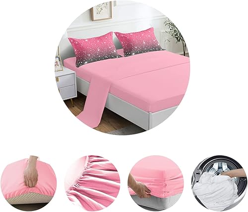 Miniatura 5 de 5 Pieces Rainbow Glitter Sparkles Comforter Set Twin Size Galaxy Starry Sky Bedding Sets 5 Pieces Bed in A Bag for Kids Teen Girls Ultra Soft