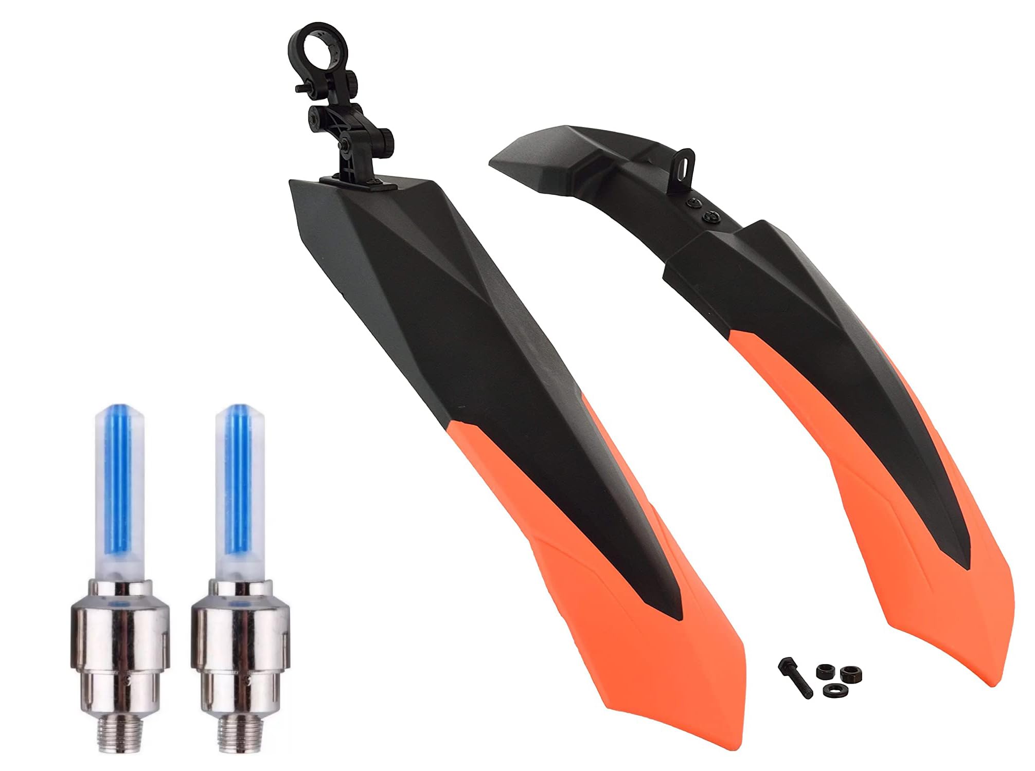 ABC AMOL BICYCLE COMPONENTS Bicycle Front & Rear Double Colour Mudguard with Iron Fitting + Valve Light (Orange) (B0CNWL7SXV) Amazon Price History, Amazon Price Tracker