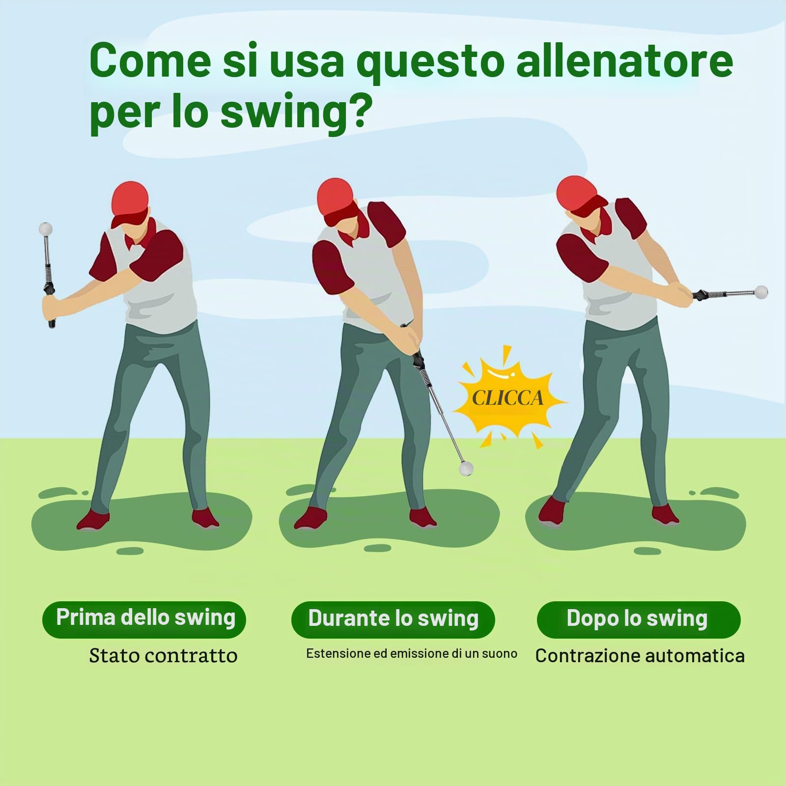 Allenatore di Swing da Golf con Suono ritmico, Golf Swing Grip, per Allenamento di Battuta di velocità e Forza Principianti, Ideale Come Regalo per Golfisti e Golfiste