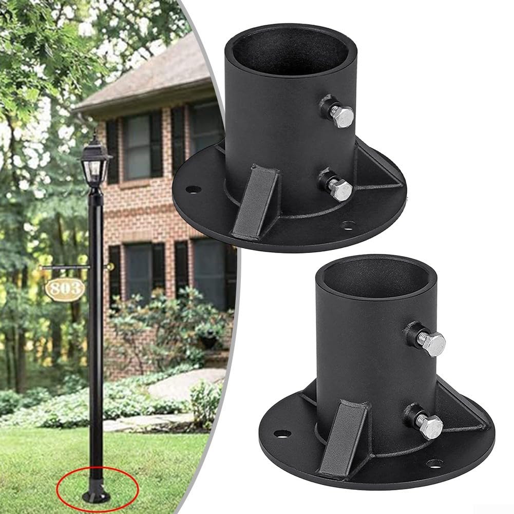Base Con Flangia In Acciaio Verniciata A Nero Per Pali, Recinzioni E Lampioni – Diametri 52, 65 E 78 Mm, Kit Con Viti E Tasselli
