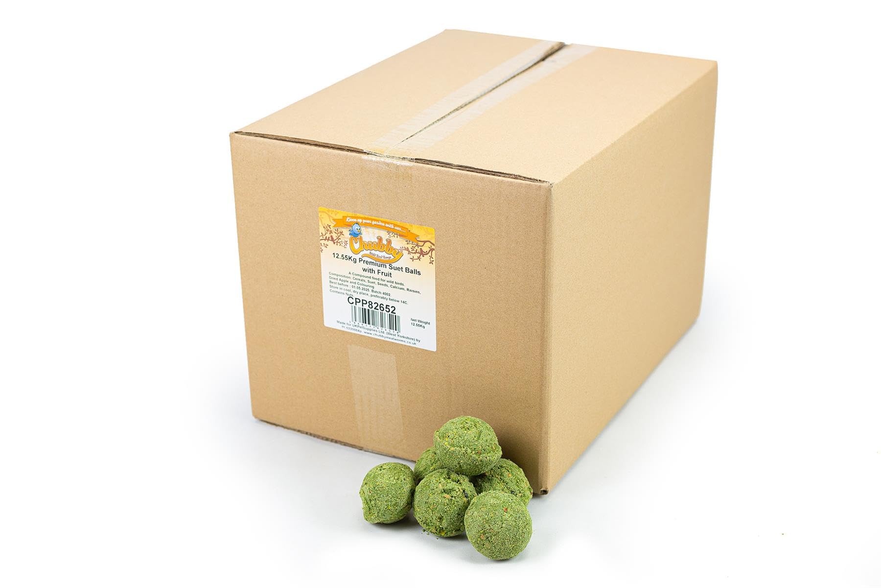 160 Chubby Fruit Suet Fat Balls High Energy Feed Wild Garden Bird Food 12.55kg