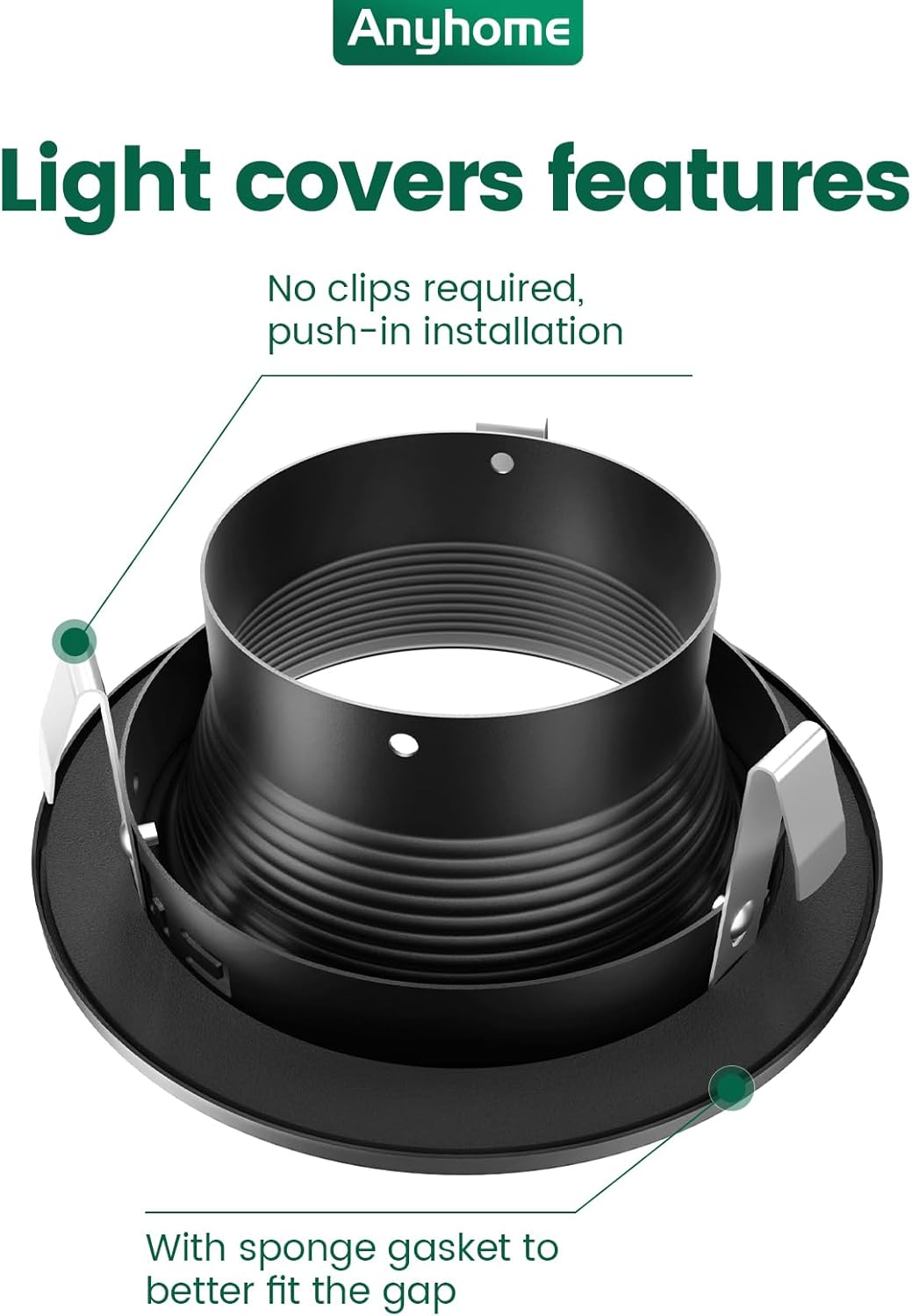 4 Inch Recessed Lighting Trim,Recessed Can Trim,Cover for Can Light, All Metal Stepped Baffle,Black 12 Pack