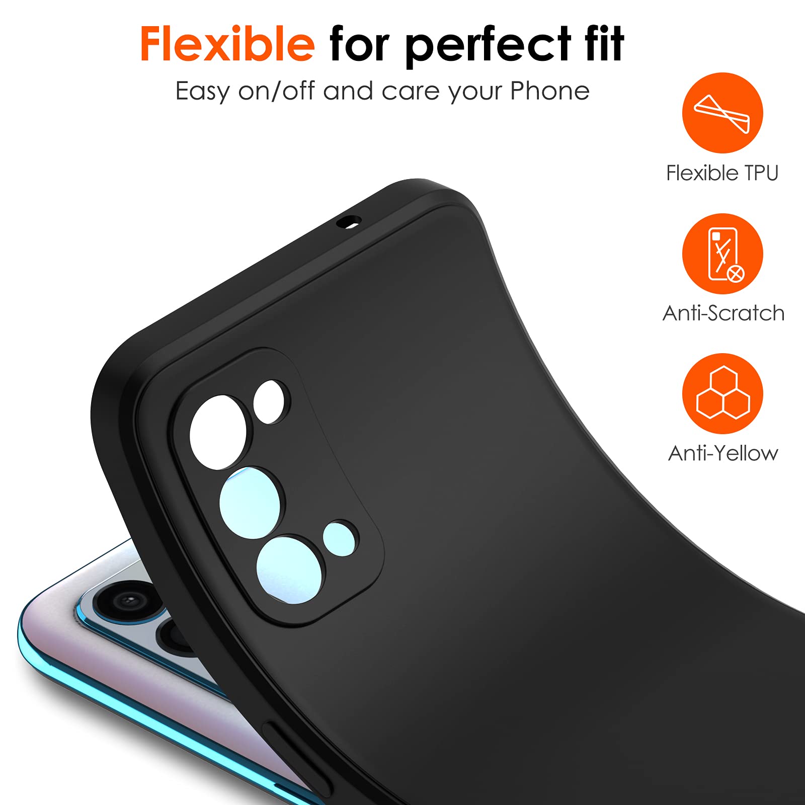 iVoler Cover in Silicone per Oppo Find X3 Lite con Protezione Della Fotocamera, Ultra Sottile Custodia in TPU Morbida Anti-Graffio Antiurto Protettiva Case, Nero