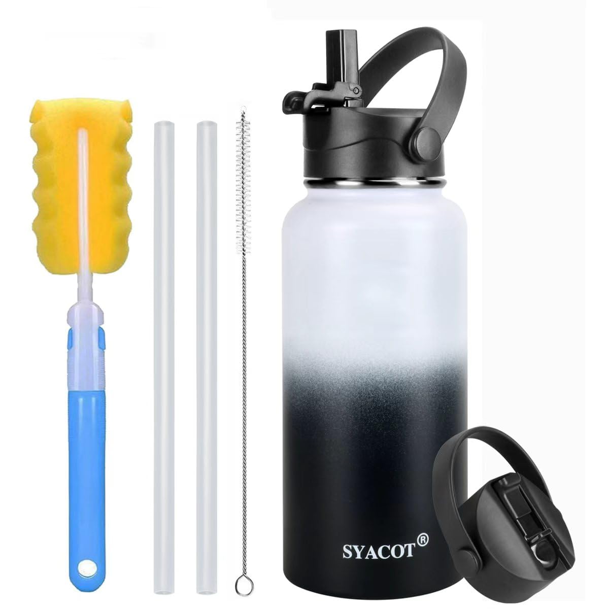 SYACOT 32 oz Drinking Bottles for Sports Insulated Vacuum Bottles Double Wall Leak Proof Water Flask Wide Mouth