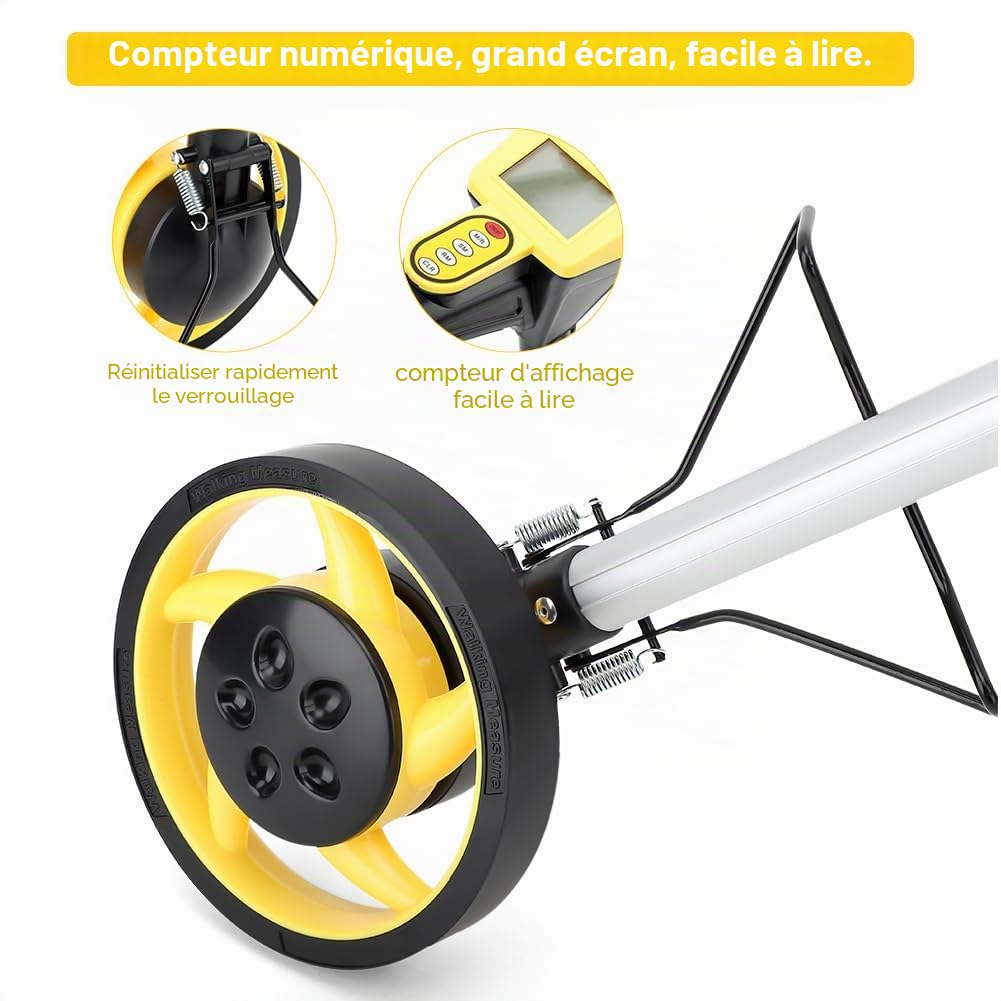 Odomètre de Distance Numérique Pliable, Roue de Mesure Portable pour Constructeur de Routes, Plage de Mesure 0-99999,9M