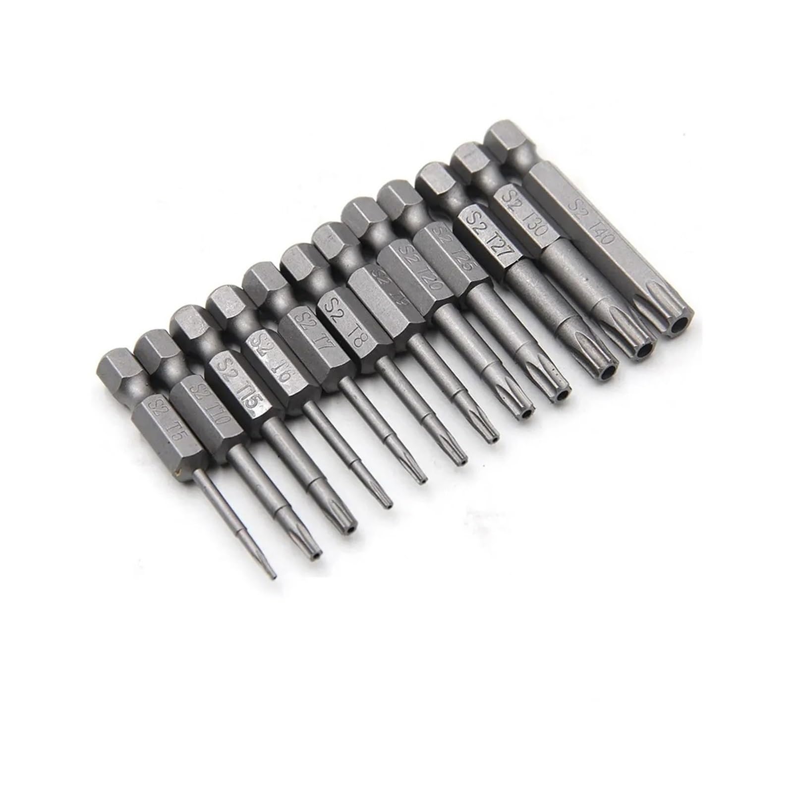 Ruxyoie 12Pcs-50Mm 12Pcs Hollow Star Torx Bit Set S2 Steel 50Mm 1/4'' Hex Shank