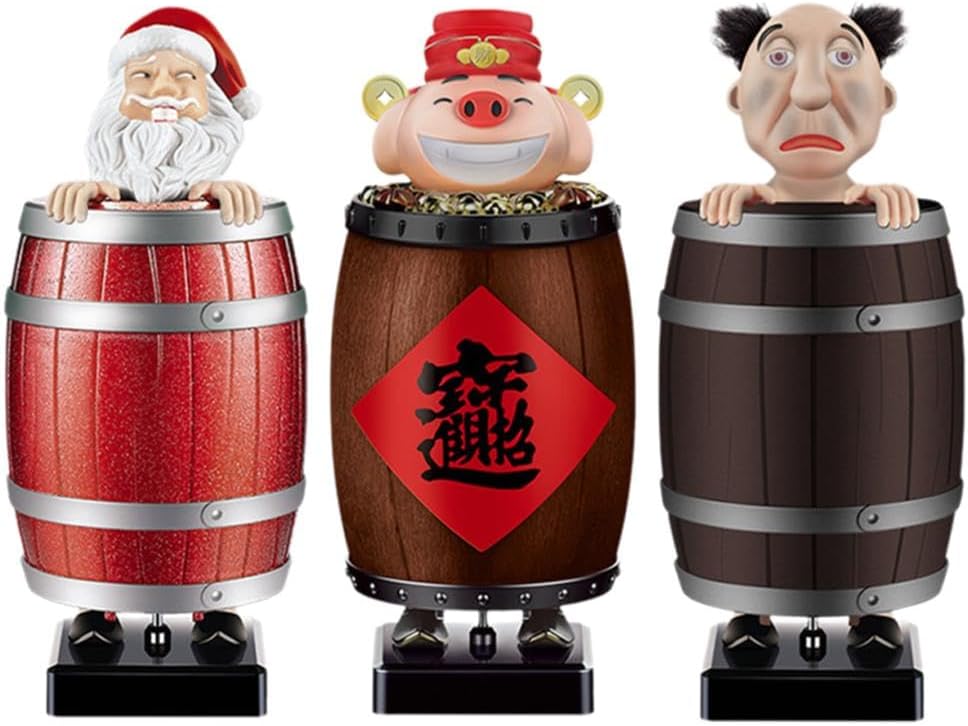 Funny Cigarette Holder, Cigarette Dispenser PopUp, Creative Spoof Cigarette Box Figurines, Funny Uncle/Santa Claus in The Wooden Barrel Cigarette Dispenser, Prank Toy Gift for Man