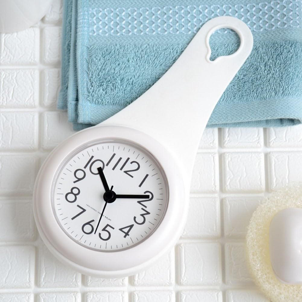 Orologio da Parete Silenzioso - Digitale, Impermeabile, Piccolo Con Ventosa per Cucina, Bagno - Decorazione per la Casa (Bianco)