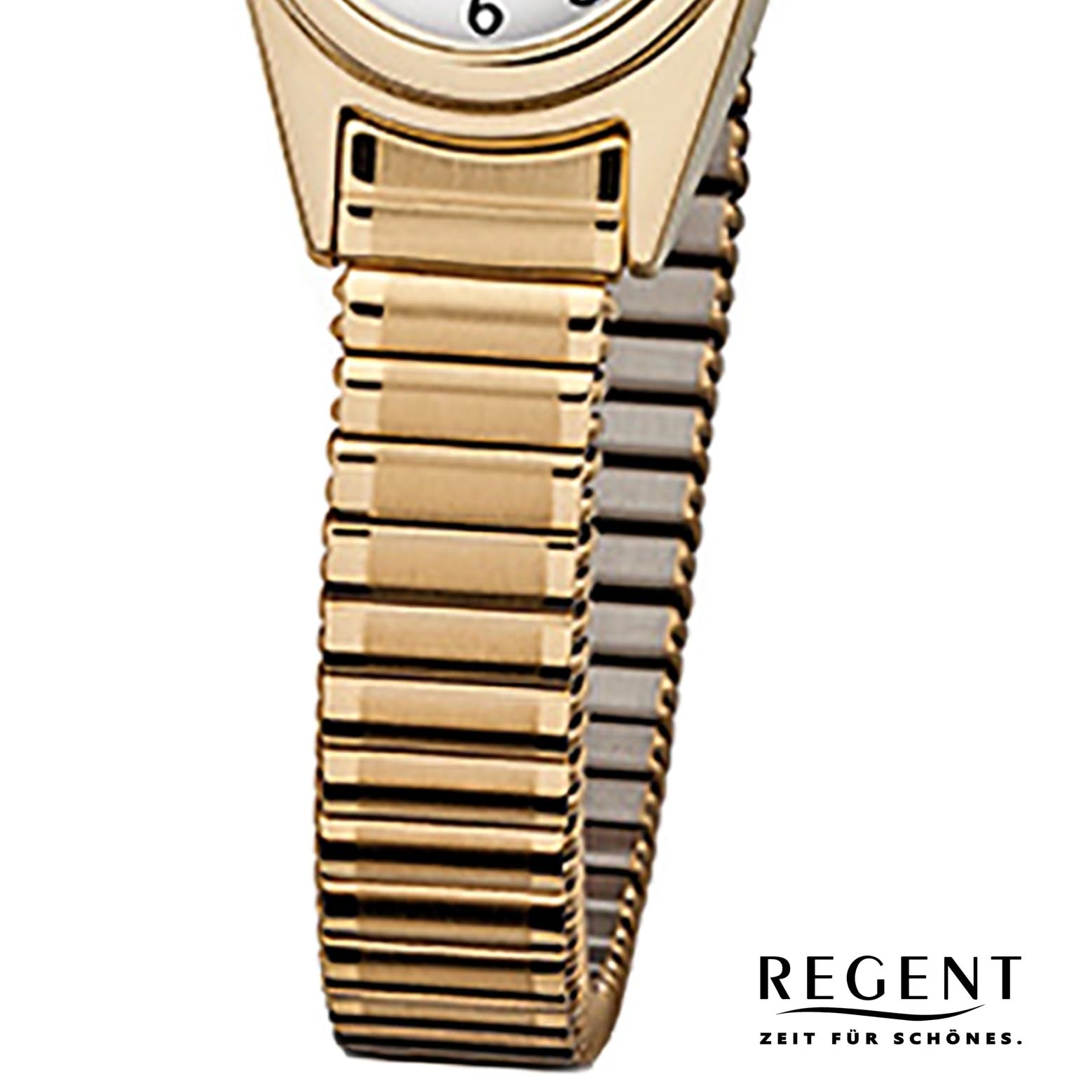 Regent Damenarmbanduhr Edelstahl goldplattiert Zugband F263