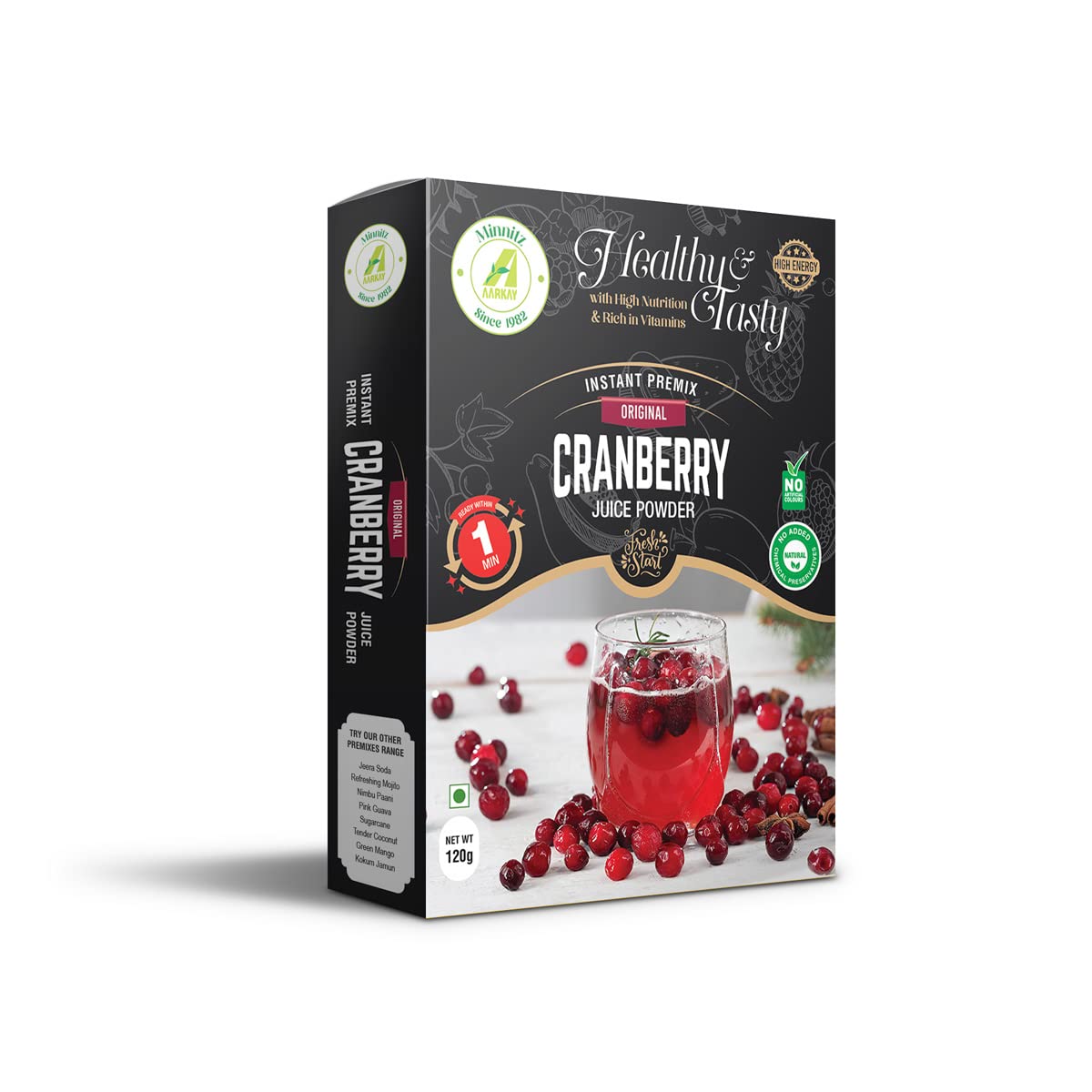 Aarkay All Fresh and Delicious Cranberry Juice Powder - Natural Instant Premix with No Added Preservatives or Chemicals - 480g (Pack of 4)-image-19