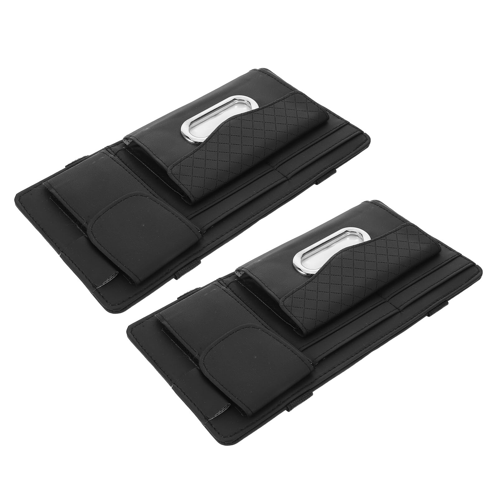 PRETYZOOM Organisateur Multifonction Voiture Cuir 2pcs en Pu Pare-soleil de Sécurisé Noir, Rangement Pochette et Lunettes Cartes pour Conduite et Voyage
