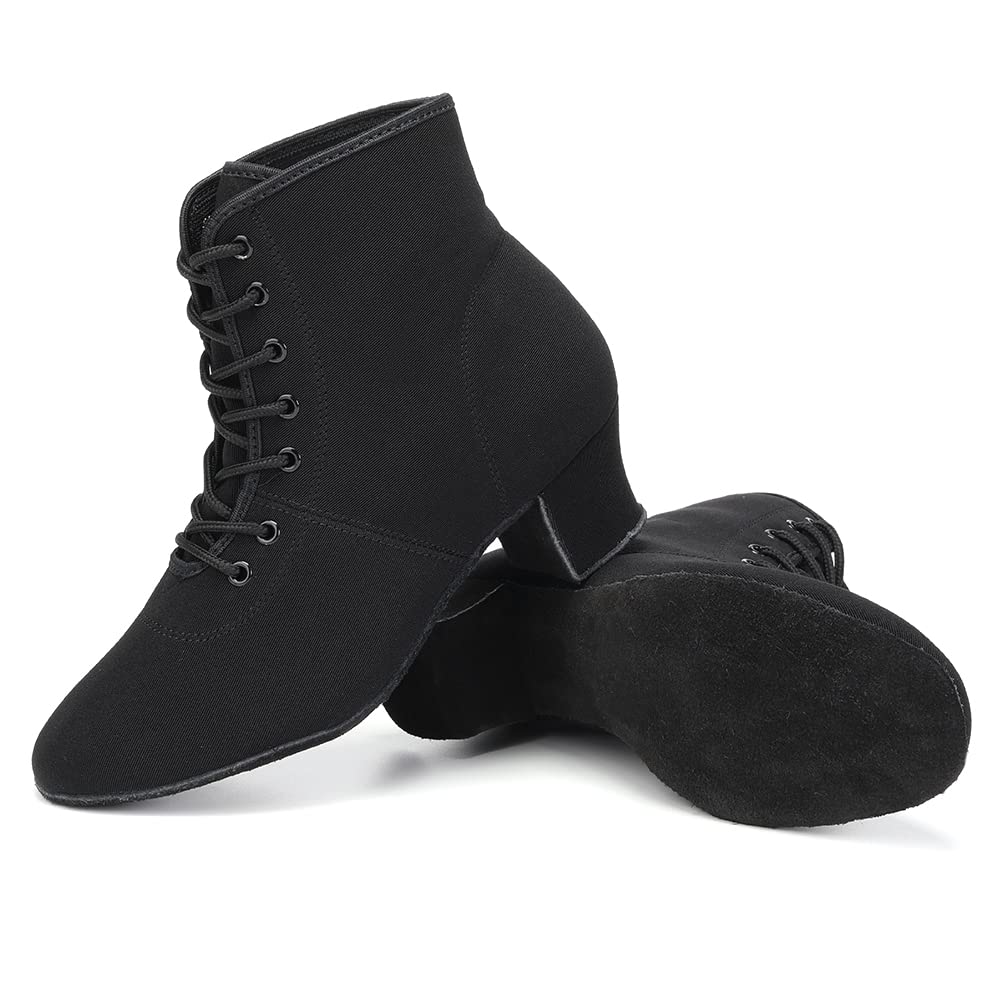 HROYL Stivali da Ballo Latino Americano Donna Punta Chiusa Tacco Basso Scarpe da Ballo Salsa e Bachata,Modello GBNJB