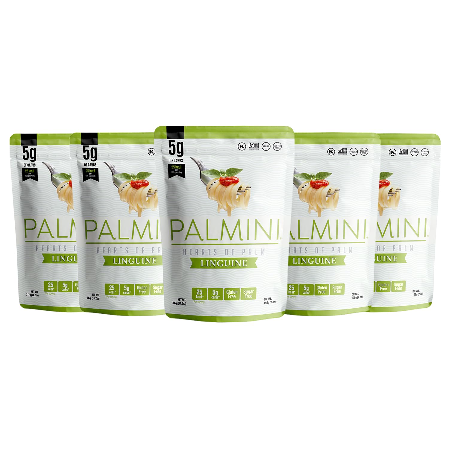 PALMINI Pasta Linguini - Palmito – Bajo en calorías – Bajo en carbohidratos – Keto - Vegano – Libre de OGM – Libre de Gluten – Sin azúcar – 338g | (Pack de 6 unidades)