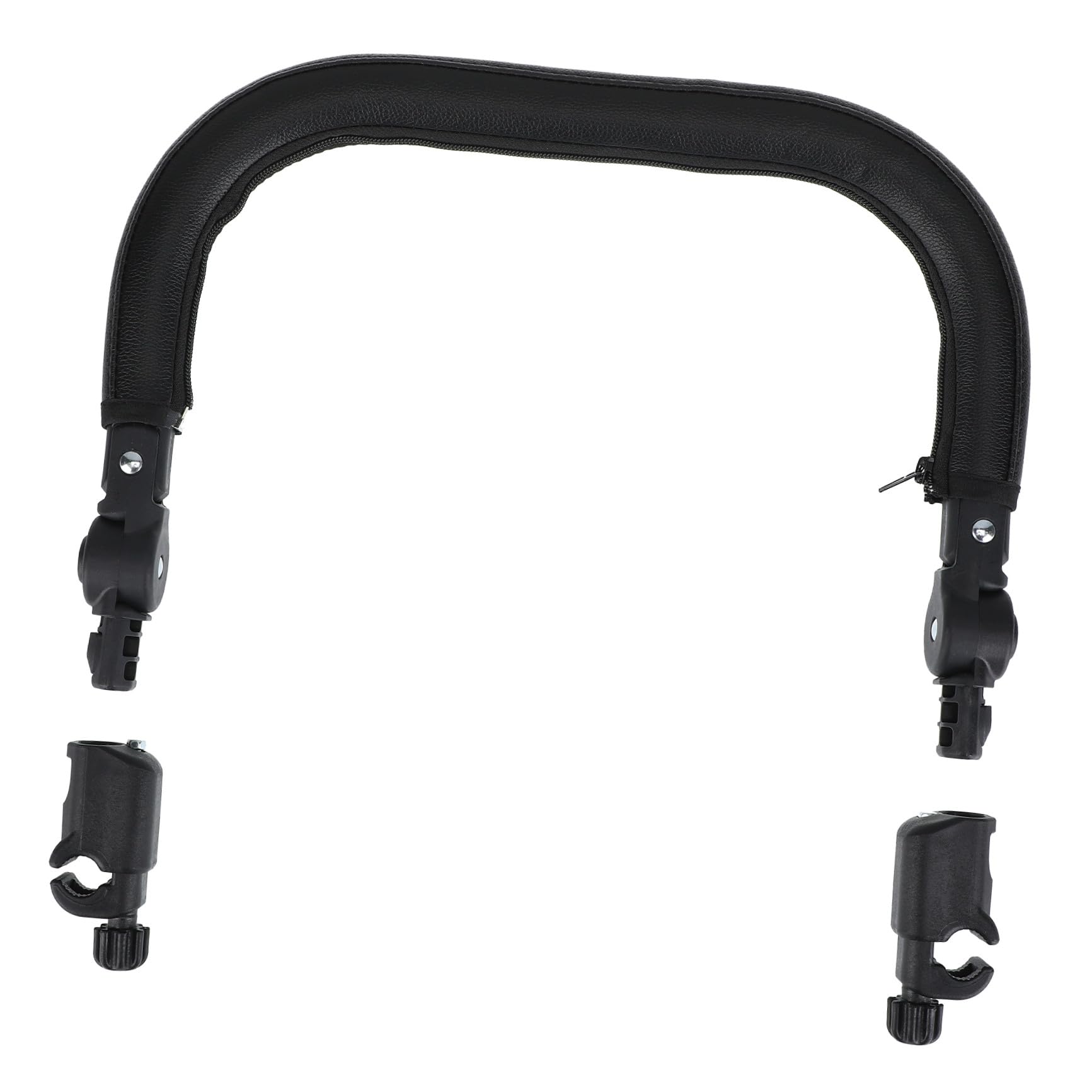 Barra Paraurti Passeggino in Pelle Pu Nera per Tubo 3 Cm | Struttura a Tre Strati, Ferro Ispessito e Schiuma, Staccabile Zip, Regolabile e Rimovibile
