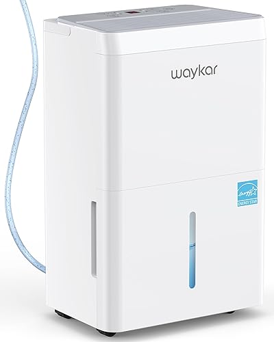 Waykar Deshumidificador Energy Star de 150 pinta 2025 con bomba para habitaciones grandes de hasta 7,000 pies cuadrados para el hogar, sótano,