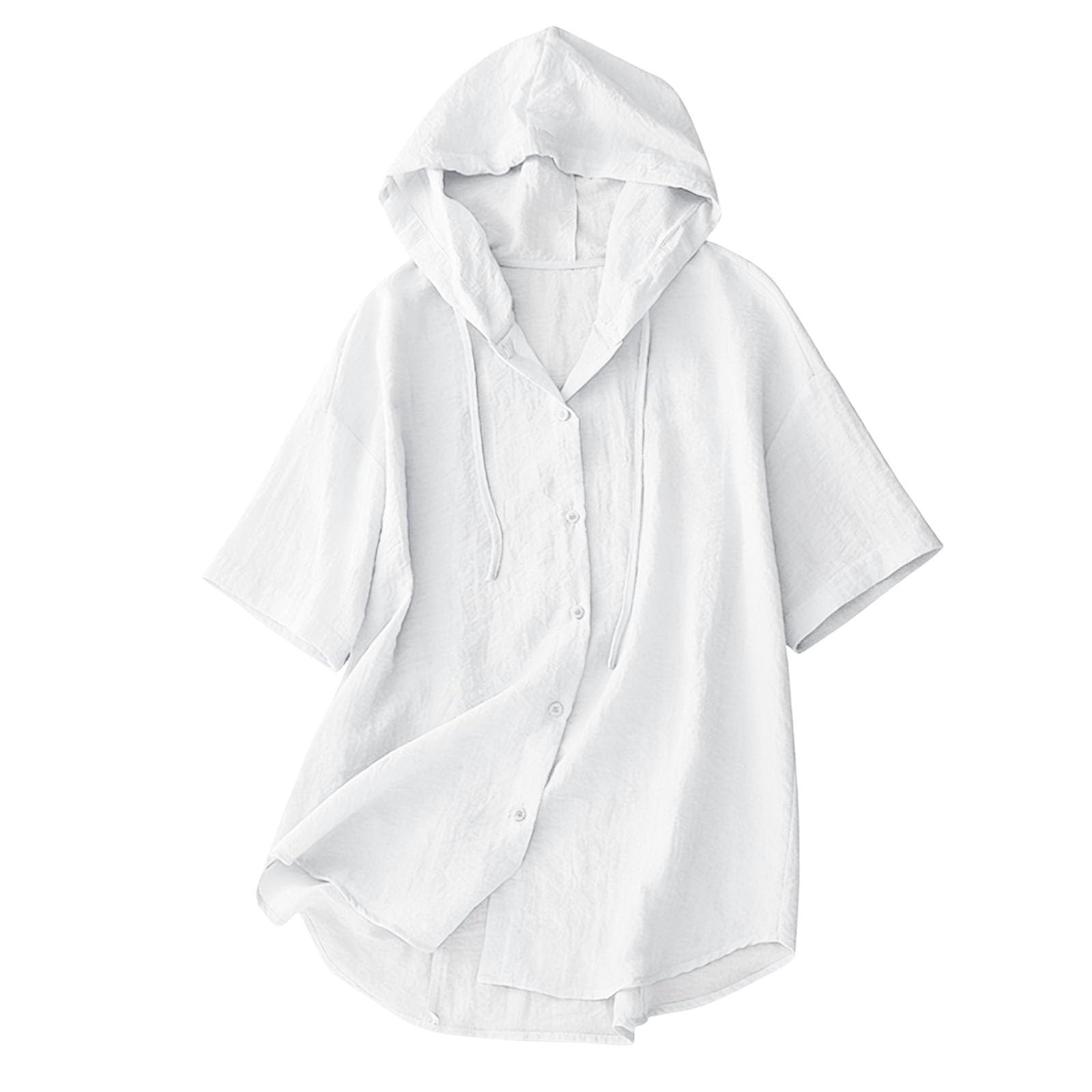 Pull à capuche pour femme, chemisier long à manches courtes pour l'été