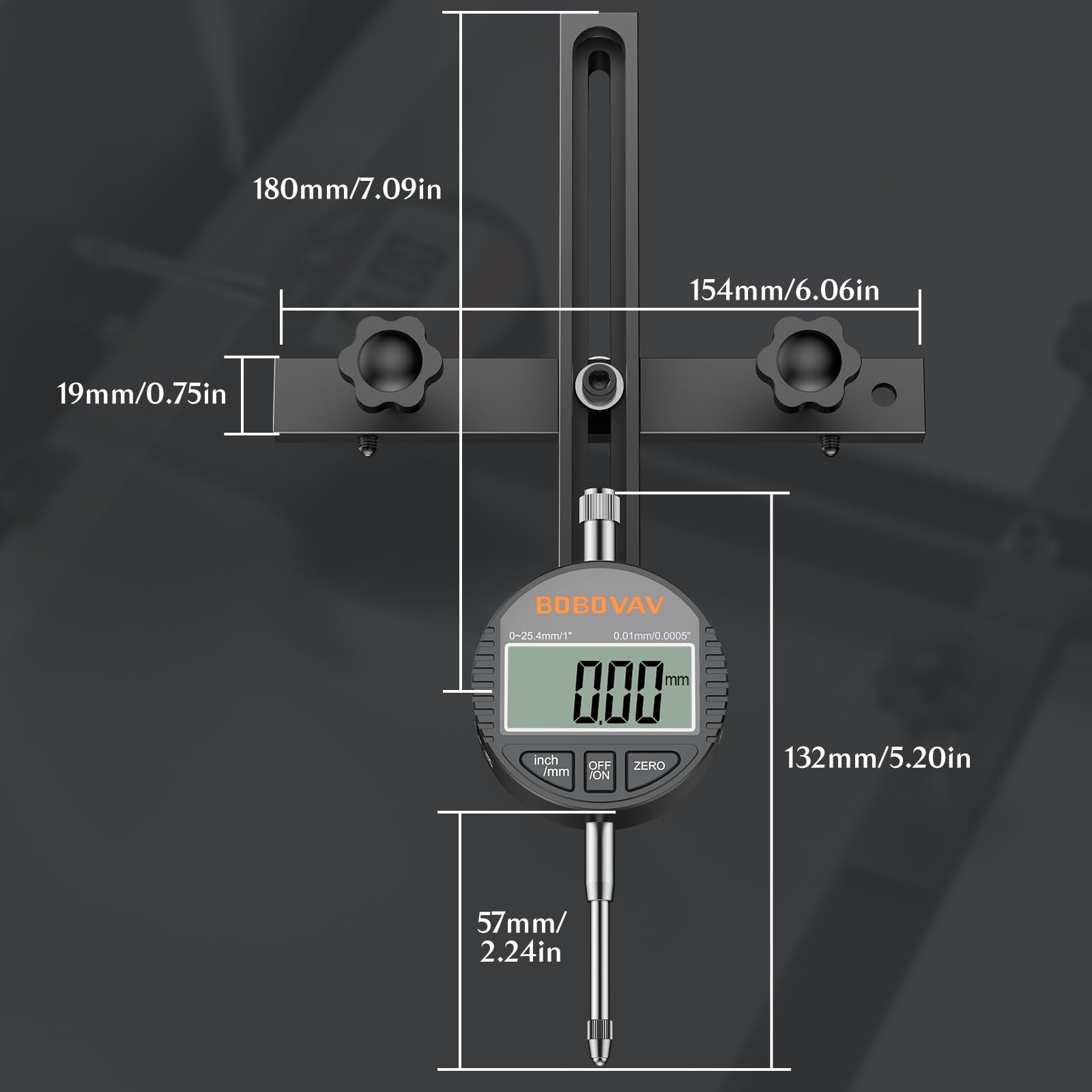 Comparateur Numérique Pour Scie De Table-Indicateur Digital De Précision-Réglage Scie À Table 0.0005" Glissière Passante Réglable Pour Laboratoire, Atelier, Imprimante 3D